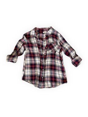 Thread & Supply Plaid Rayon Button Down Shirt Red Cream Size M